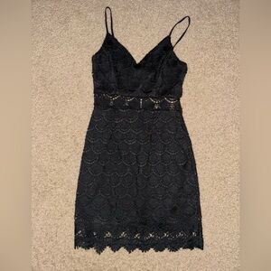 Aqua Black Lace Midi Dress